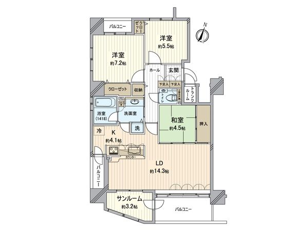 エクセルシオールセラ北36条 間取図(平面図) エクセルシオールセラ北36条 間取図(平面図)