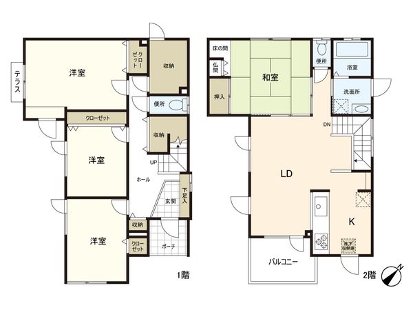 新琴似11条14丁目 戸建 間取図(平面図) 新琴似11条14丁目 戸建 間取図(平面図)