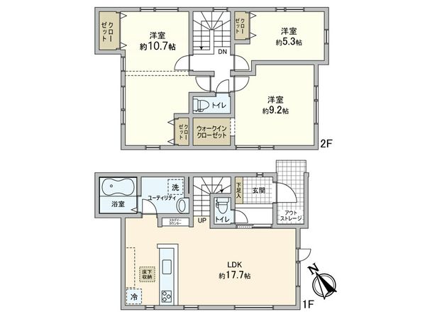 新琴似12条3丁目 新築戸建 2号棟 間取図(平面図) 新琴似12条3丁目 新築戸建 2号棟 間取図(平面図)