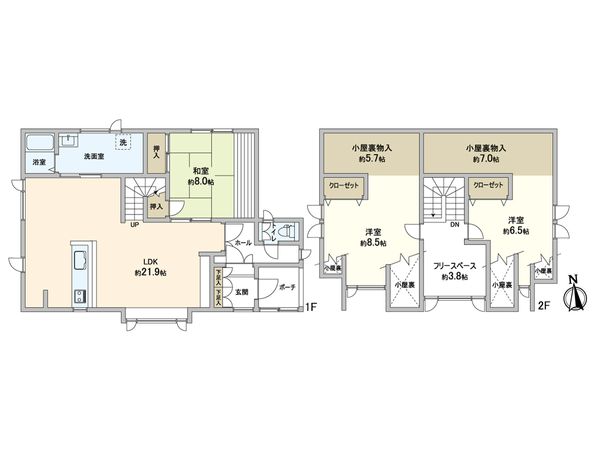 あいの里2条4丁目 戸建 間取図(平面図)