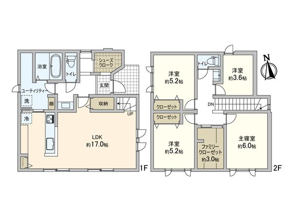 西茨戸3条1丁目 新築戸建5-1号棟 間取図(平面図) 西茨戸3条1丁目 新築戸建5-1号棟 間取図(平面図)