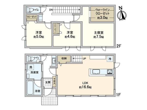 西茨戸3条1丁目 新築戸建6-1号棟 間取図(平面図) 西茨戸3条1丁目 新築戸建6-1号棟 間取図(平面図)