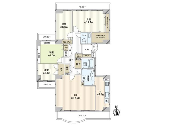 中銀ヴェルデシティあいの里 六号館 間取図(平面図)