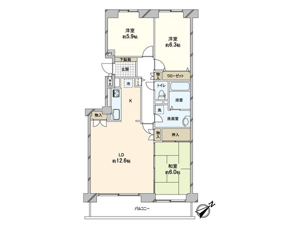 ピュアコート A棟 間取図(平面図) ピュアコート A棟 間取図(平面図)