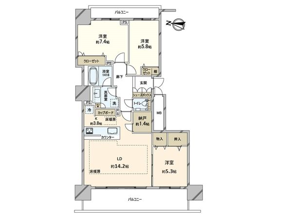 ザ・パークハウス札幌桑園 間取図(平面図) 間取図(平面図)