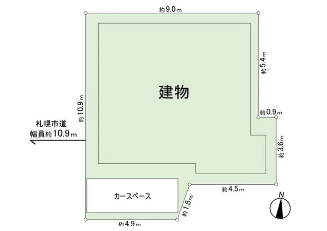 前面道路は札幌市道敷地南側には駐車スペースも設けられております。