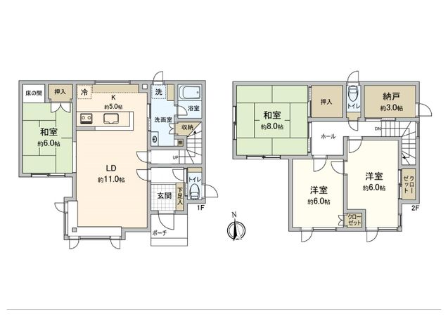 上野幌3条3丁目 戸建 間取図(平面図) 上野幌3条3丁目 戸建 間取図(平面図)
