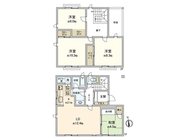 上野幌2条1丁目 戸建 間取図(平面図) 上野幌2条1丁目 戸建 間取図(平面図)
