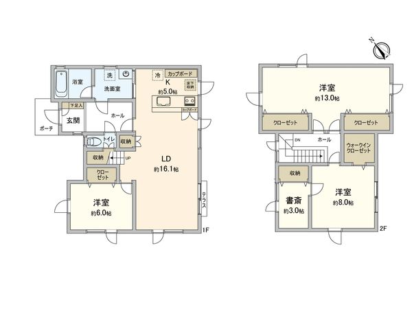 大麻ひかり町 戸建 間取図(平面図) 大麻ひかり町 戸建 間取図(平面図)