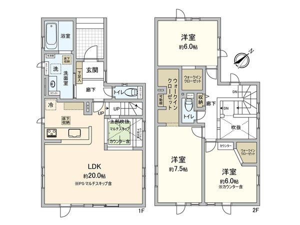 厚別北2条2丁目 新築戸建 1号棟 間取図(平面図)