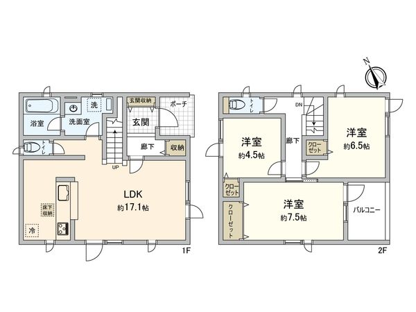 富丘4丁目 2号棟 間取図(平面図) 富丘4丁目 2号棟 間取図(平面図)