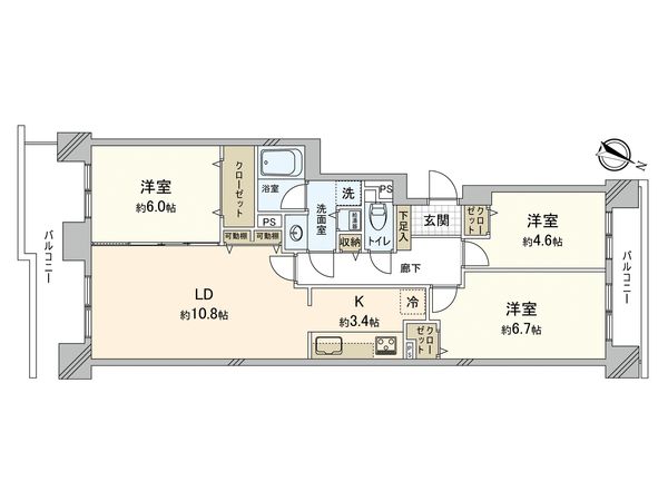 パーク・シティ大谷地 Aコート 間取図(平面図)