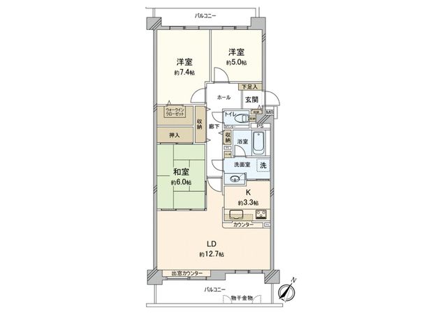 パークヒルズ北広島 F2棟 間取図