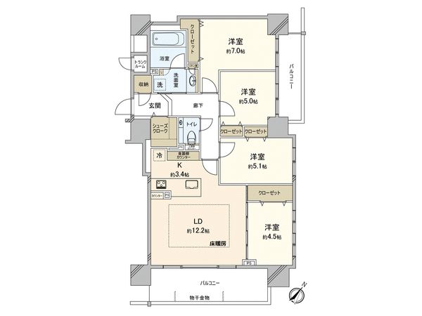 クリオレジダンス新さっぽろ イースト 間取図(平面図) 間取図(平面図)