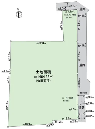 敷地図は仮測量図面を元に作成しており、確定図面ではありません。仮測量面積および寸周り間は隣地境界立会等が未了の為、確定測量後に増減する可能性があります。