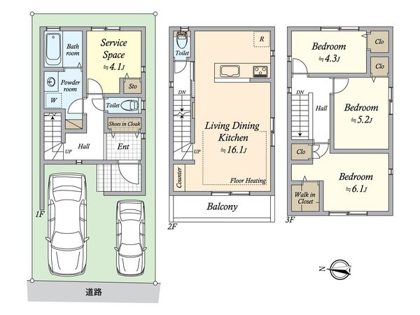 西区上名古屋3丁目 3号棟 間取図(平面図)