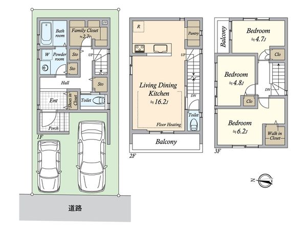 西区上名古屋3丁目 4号棟 間取図(平面図)