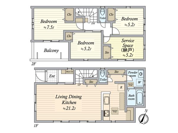 中村区下米野町2丁目 2号棟 間取図(平面図) 間取図(平面図)