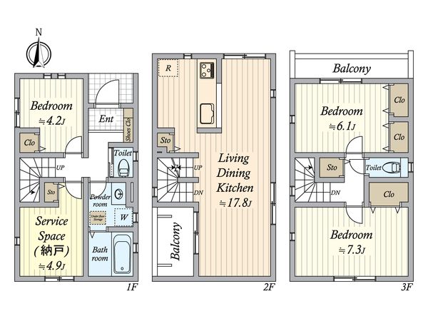 西区笠取町1丁目 1号棟 間取図(平面図)