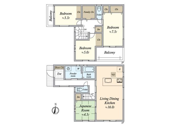 あま市新居屋久渕郷 1号棟 間取図(平面図) あま市新居屋久渕郷 1号棟 間取図(平面図)