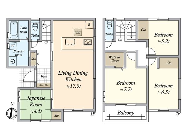 あま市新居屋久渕郷 2号棟 間取図(平面図) あま市新居屋久渕郷 2号棟 間取図(平面図)