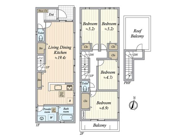 西区城西4丁目 新築戸建 間取図(平面図) 間取図(平面図)