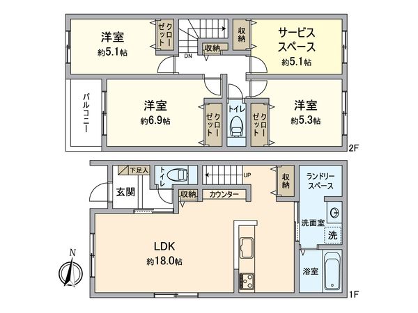 西区稲生町6丁目 新築戸建 間取図(平面図) 西区稲生町6丁目 新築戸建 間取図(平面図)