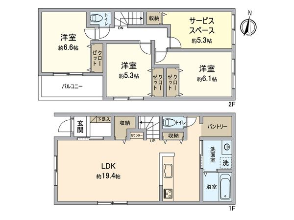 西区稲生町6丁目 新築戸建 間取図(平面図) 西区稲生町6丁目 新築戸建 間取図(平面図)