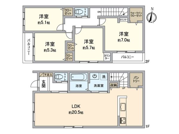 西区稲生町6丁目 新築戸建 間取図(平面図) 西区稲生町6丁目 新築戸建 間取図(平面図)