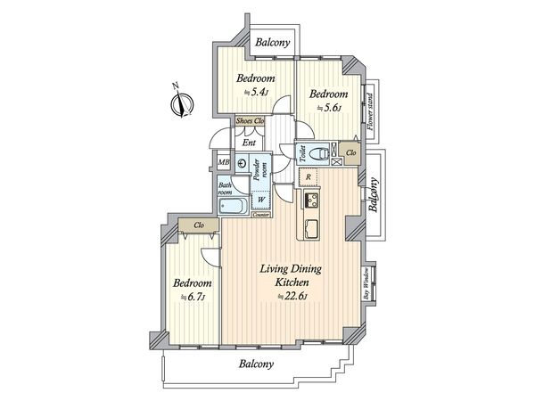 エスポア中島 間取図(平面図) エスポア中島 間取図(平面図)