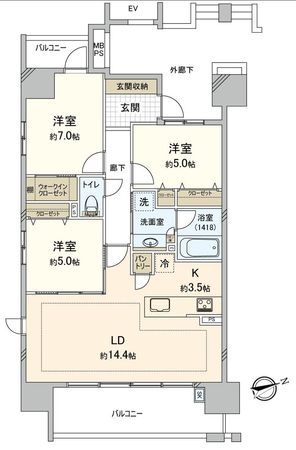 ライオンズ四日市セントマークス 間取図(平面図) ライオンズ四日市セントマークス 間取図(平面図)