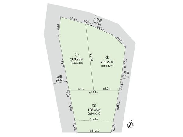 稲沢市陸田本町 3区画 全体区画図 稲沢市陸田本町 3区画 全体区画図