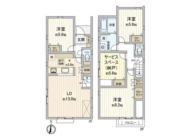 天白区梅が丘2丁目 2号棟 間取図(平面図)