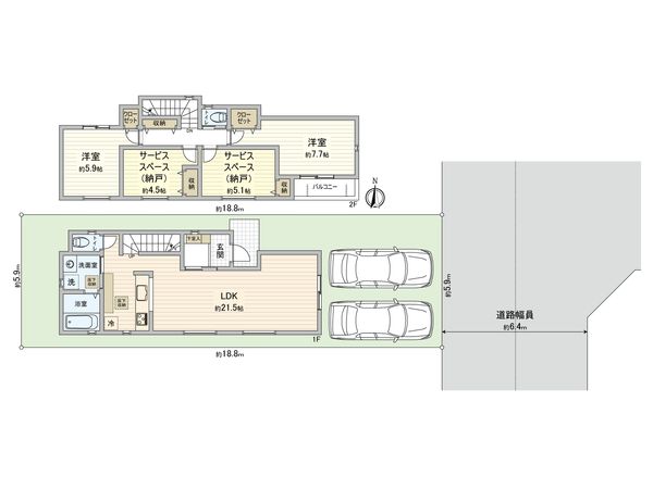 天白区梅が丘一丁目 新築戸建 1号棟 間取図(平面図) 間取図(平面図)