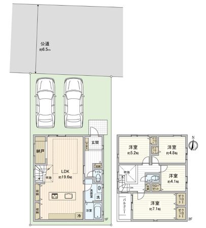 天白区梅が丘3丁目 新築戸建 1号棟 間取図(平面図) 天白区梅が丘3丁目 新築戸建 1号棟 間取図(平面図)