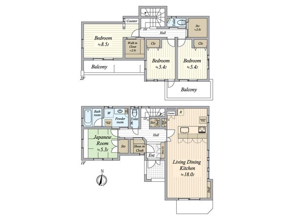 天白区植田東三丁目 戸建 間取図(平面図)