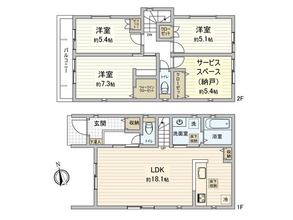 天白区梅が丘4丁目 新築戸建 1号棟 間取図(平面図) 天白区梅が丘4丁目 新築戸建 1号棟 間取図(平面図)