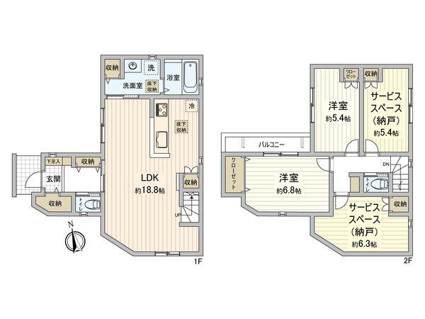 天白区梅が丘4丁目 新築戸建 2号棟 間取図(平面図) 天白区梅が丘4丁目 新築戸建 2号棟 間取図(平面図)