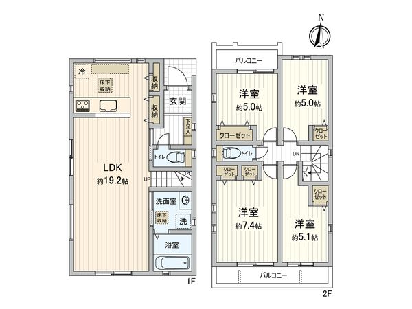 天白区植田本町2丁目 新築戸建 1号棟 間取図(平面図) 天白区植田本町2丁目 新築戸建 1号棟 間取図(平面図)