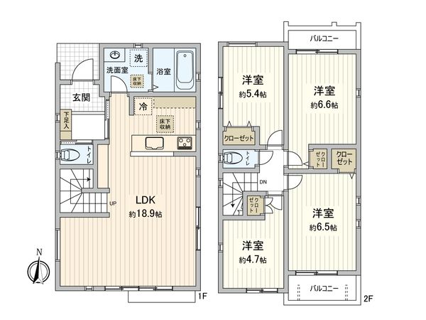 天白区植田本町2丁目 新築戸建 2号棟 間取図(平面図) 天白区植田本町2丁目 新築戸建 2号棟 間取図(平面図)