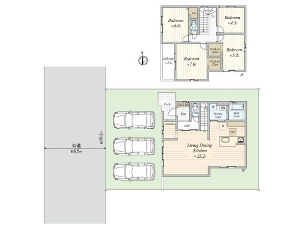 天白区梅が丘二丁目3期 新築戸建 1号棟 間取図(平面図) 天白区梅が丘二丁目3期 新築戸建 1号棟 間取図(平面図)