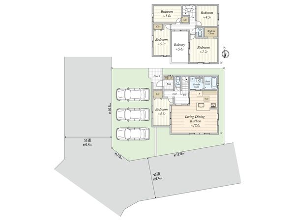 天白区梅が丘二丁目3期 新築戸建 2号棟 間取図(平面図) 天白区梅が丘二丁目3期 新築戸建 2号棟 間取図(平面図)