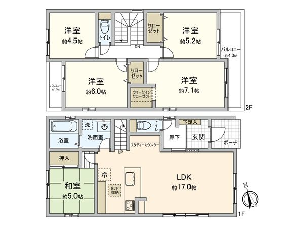 天白区御前場町 1号棟 間取図(平面図) 天白区御前場町 1号棟 間取図(平面図)