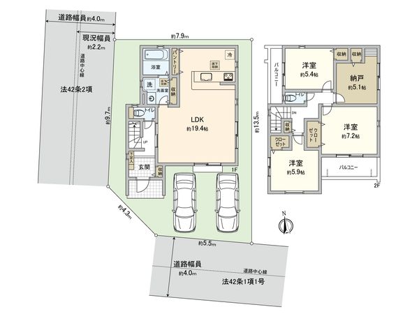 天白区平針五丁目 新築戸建 1号棟 間取図(平面図)