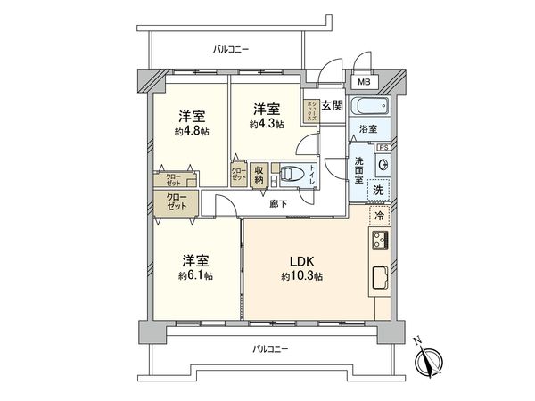 ライオンズマンション植田ヒルズ イーストタワー 間取図(平面図) ライオンズマンション植田ヒルズ イーストタワー 間取図(平面図)