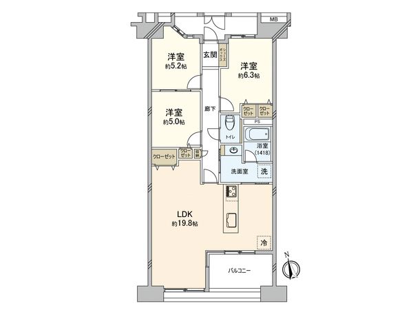 レインボーティアラ植田 間取図(平面図) レインボーティアラ植田 間取図(平面図)