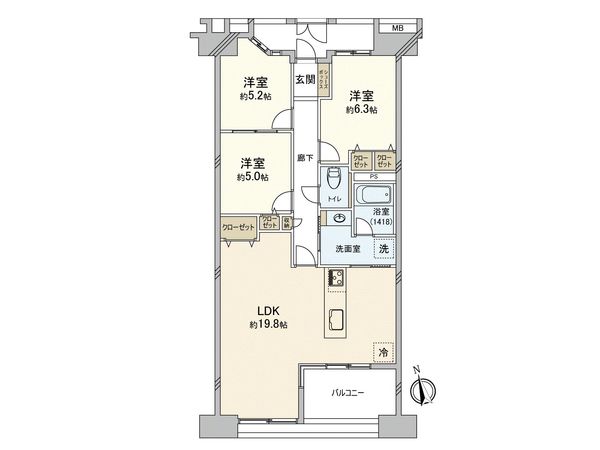 レインボーティアラ植田 間取図(平面図)