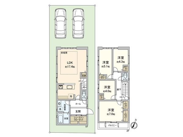 名東区よもぎ台3丁目 1号棟 間取図(平面図) 名東区よもぎ台3丁目 1号棟 間取図(平面図)