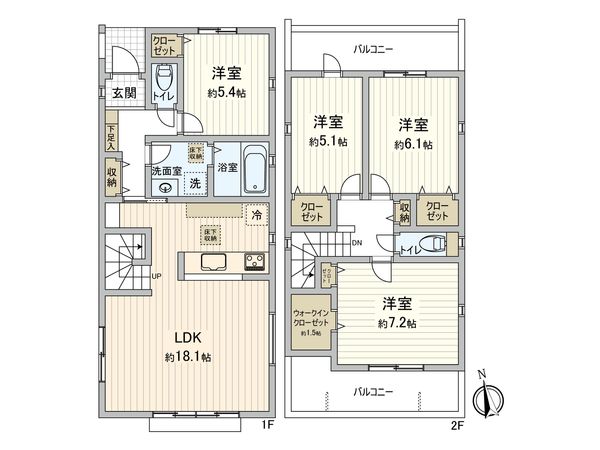 名東区代万町2丁目 1号棟 間取図(平面図) 名東区代万町2丁目 1号棟 間取図(平面図)