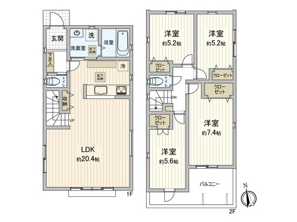 名東区代万町2丁目 2号棟 間取図(平面図) 名東区代万町2丁目 2号棟 間取図(平面図)